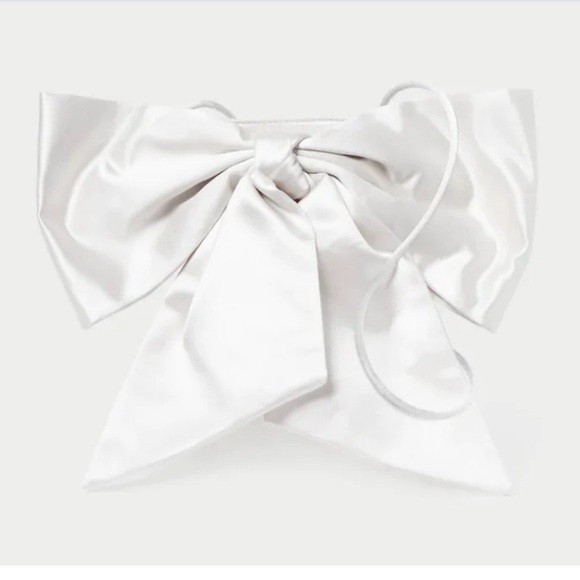 NWT Loeffler Randall White Satin Bow purse